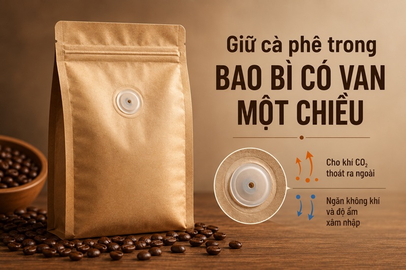 Giữ cà phê trong bao bì có van một chiều